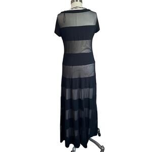 RM Richards Mesh Stripe Jersey Black Maxi Formal Dress Size 10 Petite